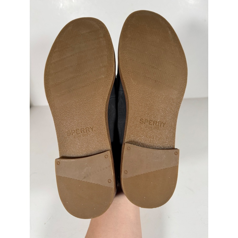 Sperry Seaport Penny Loafer Black Cream Leather Shoes Womens 8.5 Preppy Nautical - Picture 9 of 9